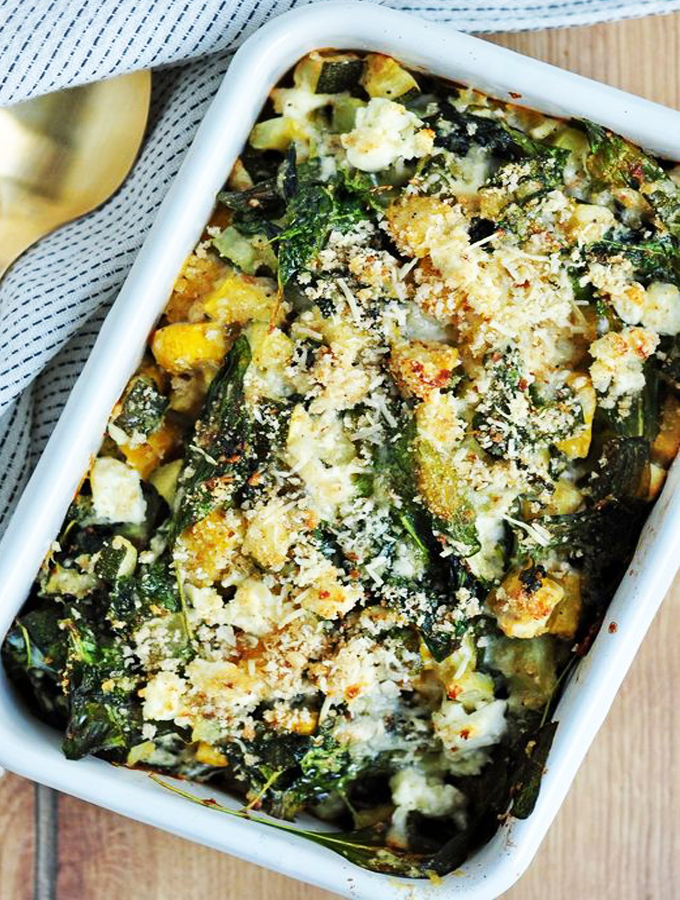 Baked Zucchini Spinach and Feta Casserole