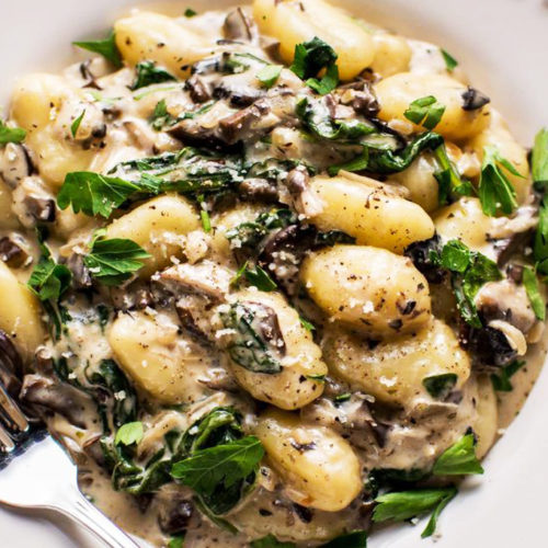Creamy Mushroom and Spinach Gnocchi
